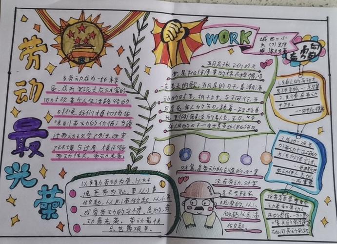城区二小六年级向劳动者致敬手抄报展示