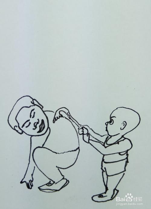 怎样画简笔画给爷爷挠痒痒