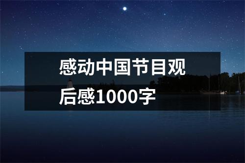 感动中国节目观后感1000字