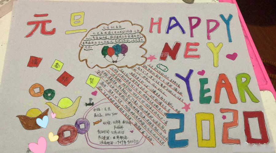 2020 happy new year 手抄报图片